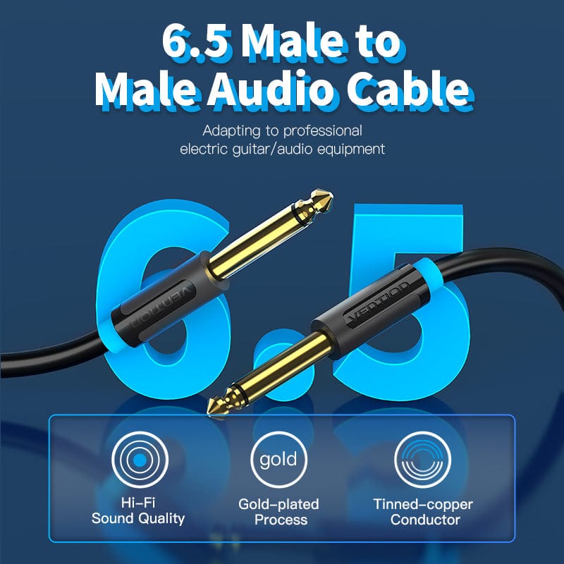 Vention Aux Guitar Cable Jack 6.5 mm to 6.5 mm Audio Cable for Guitar Mixer Speaker Stereo Jack 6.35mm Aux Cable 1m 3m 5m 10m