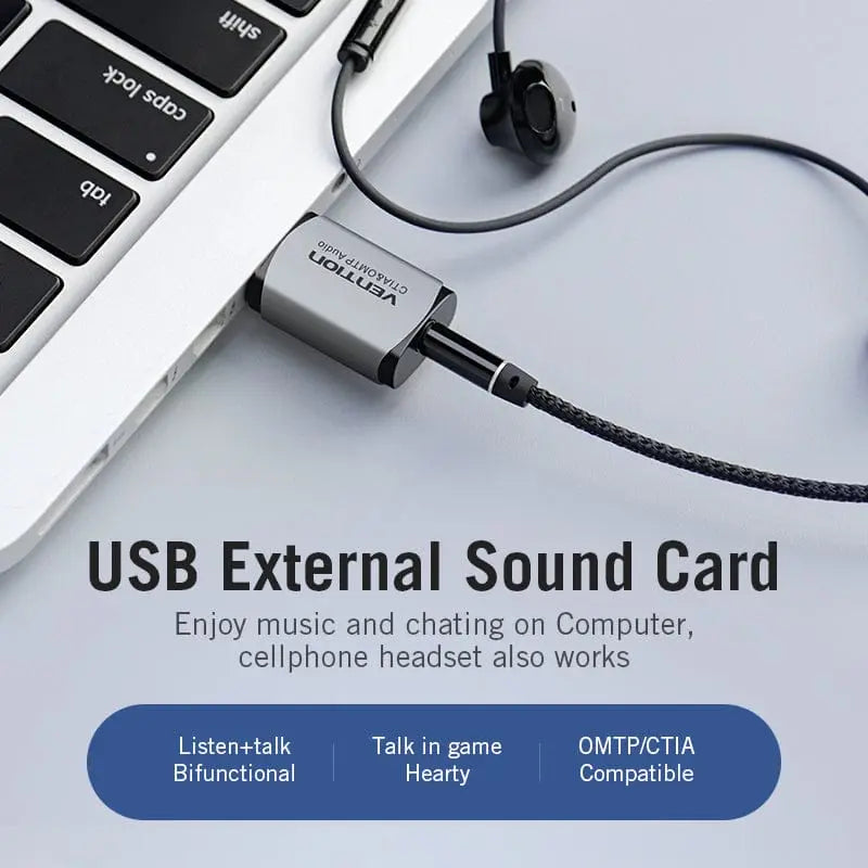 Vention USB External Sound Card Gray  Metal Type (OMTP-CTIA)