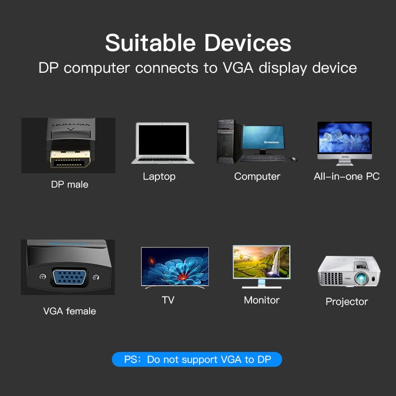 Vention DP to VGA Converter 0.15M Black