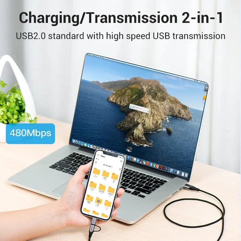 Vention USB 2.0 A Male to 2-in-1 Micro-B&Lightning Male Cable  Aluminum Alloy Type