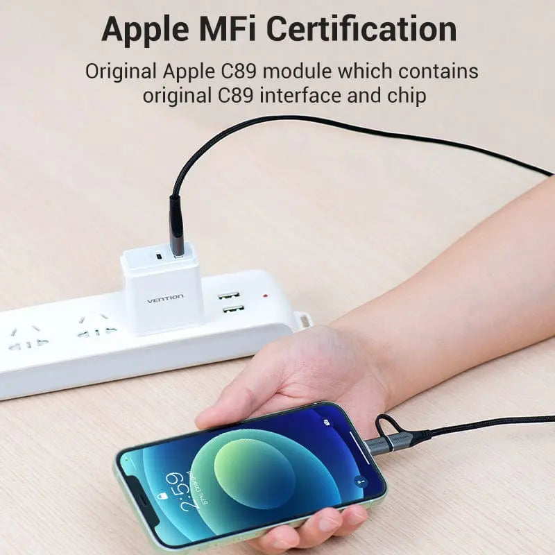 Vention USB 2.0 A Male to 2-in-1 Micro-B&Lightning Male Cable  Aluminum Alloy Type