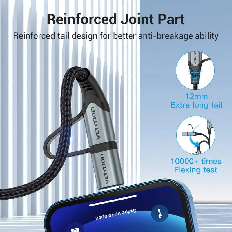 Vention USB 2.0 A Male to 2-in-1 Micro-B&Lightning Male Cable  Aluminum Alloy Type