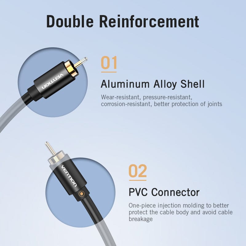 Vention RCA to RCA Audio Cable Male to Male Coaxial Cable for TV Box Amplifier Stereo HiFi 5.1 SPDIF Video Aux Cable 1m 2m