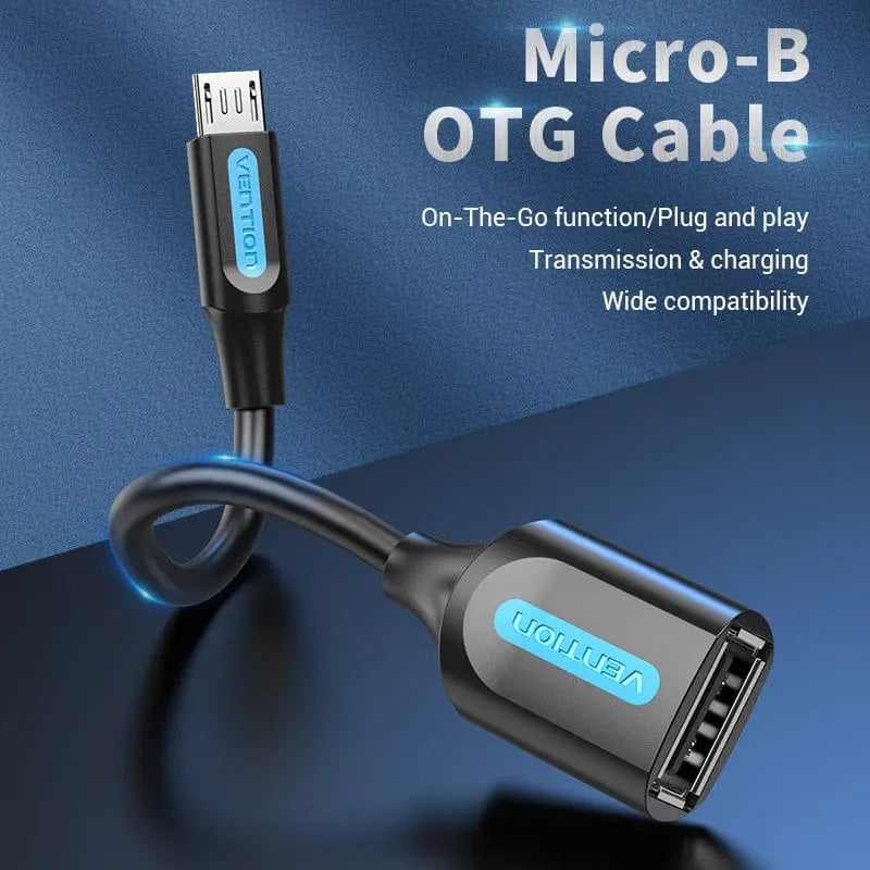 Vention USB 2.0 Micro-B Male to A Female OTG Cable 0.15M Black PVC Type