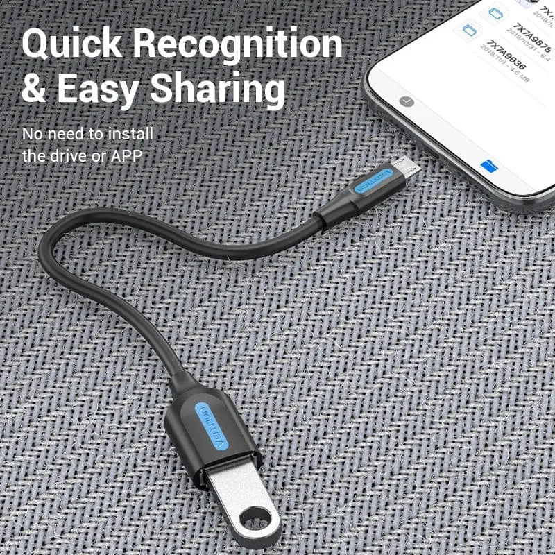 Vention USB 2.0 Micro-B Male to A Female OTG Cable 0.15M Black PVC Type