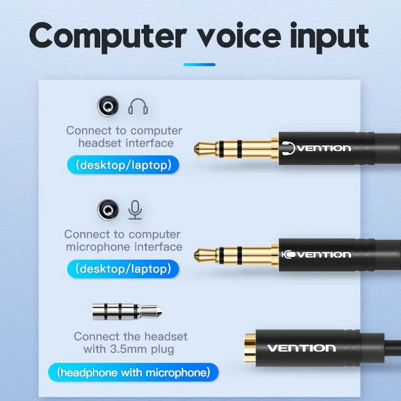 Vention 2 in 1 3.5mm Audio Cable