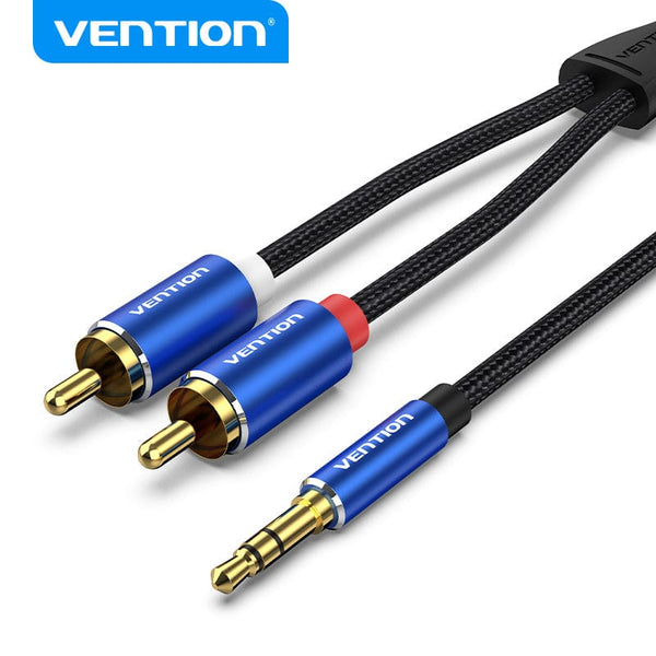 Vention Cotton Braided 3.5mm Male to 2RCA Male Audio Cable Blue Aluminum Alloy Type