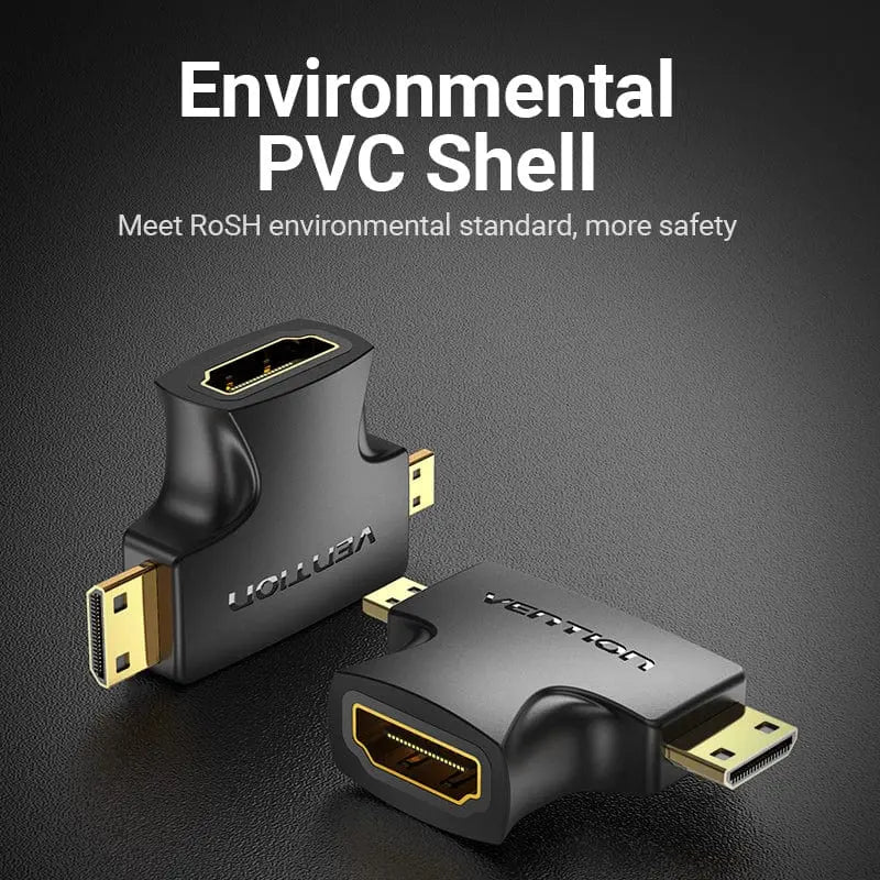 Vention 2 in 1 Mini HDMI™ and Micro HDMI™ Male to HDMI Female Adapter Black