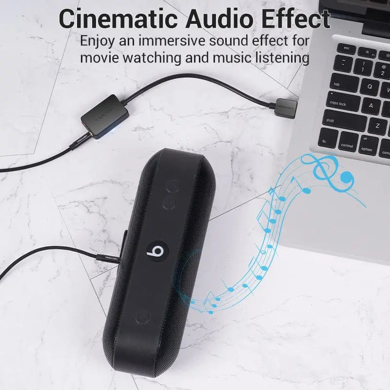 Vention 2-port USB External Sound Card 0.15M Black
