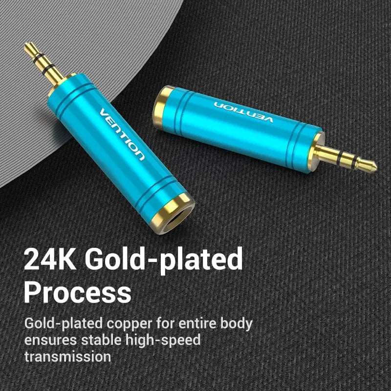 Vention 3.5mm Male to 6.35mm Female Audio Adapter Blue Aluminum Alloy Type