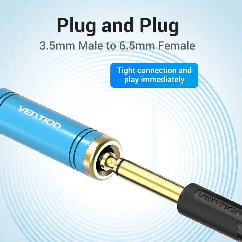 Vention 3.5mm Male to 6.35mm Female Audio Adapter Blue Aluminum Alloy Type