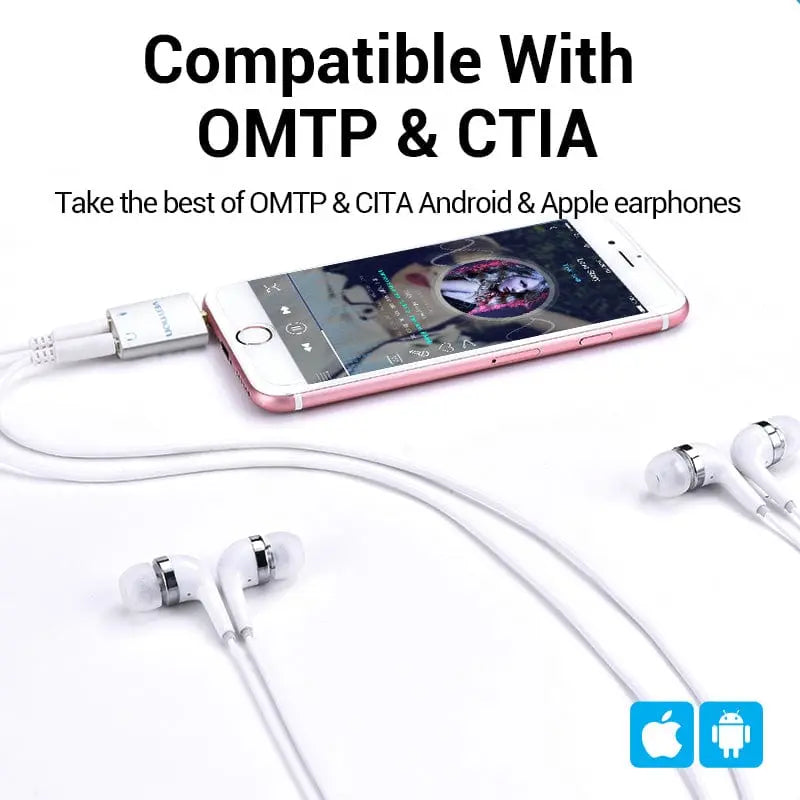 Vention 4 Pole 3.5mm Male to 2*3.5mm Female Audio Adapter Silvery Metal Type