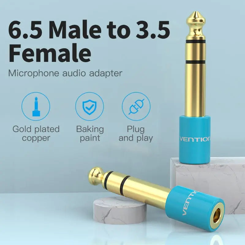 Vention 6.35mm Male to 3.5mm Female Audio Adapter Blue Aluminum Alloy Type