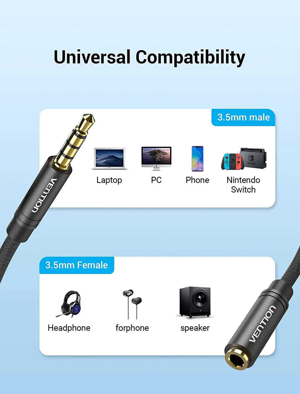 Vention Cotton Braided 3.5mm Audio Extension Cable