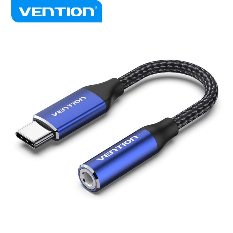 Cotton Braided USB-C Male to 3.5mm Female Audio Cable(DAC) 0.1M Blue Aluminum Alloy Type