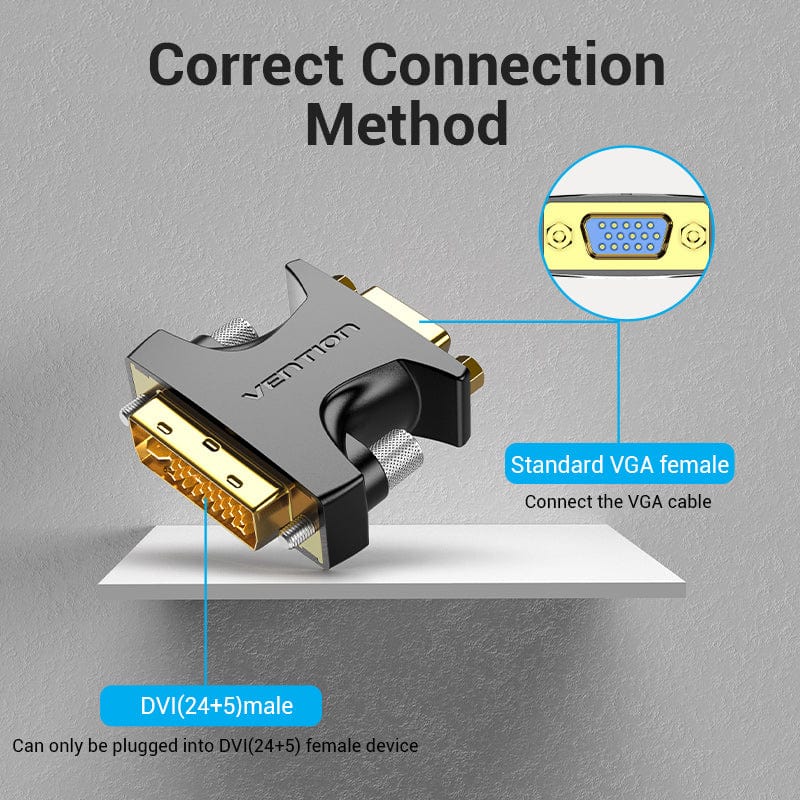 Vention DVI Male to VGA Female Adapter Black