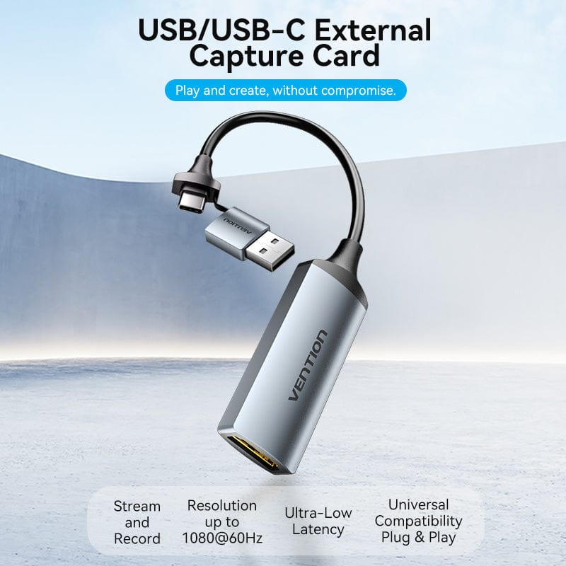 Vention HDMI™-A to USB-C/USB-A Video Capture Card 0.1M Gray