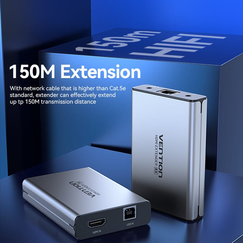Vention HDMI™ Network Cable Extender 160M Gray Aluminum Alloy Type EU Standard