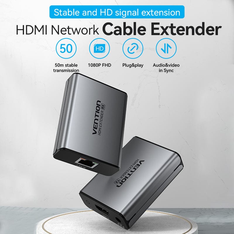 Vention HDMI™ Network Cable Extender 60M Gray Aluminum Alloy Type EU Standard