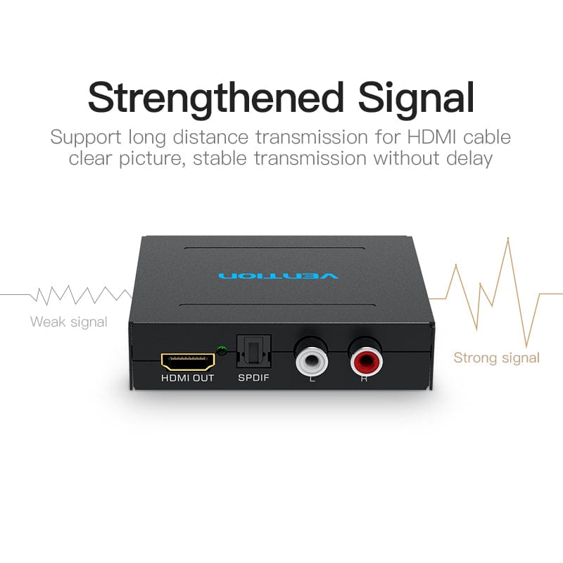Vention HDMI™ to HDMI™/Optical Fiber Audio/2RCA Audio Converter Black EU Standard