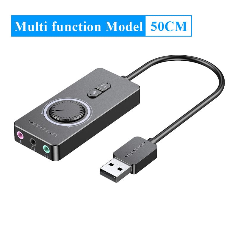 Vention USB 2.0 External Stereo Sound Adapter with Volume Control 0.15M Black ABS Type