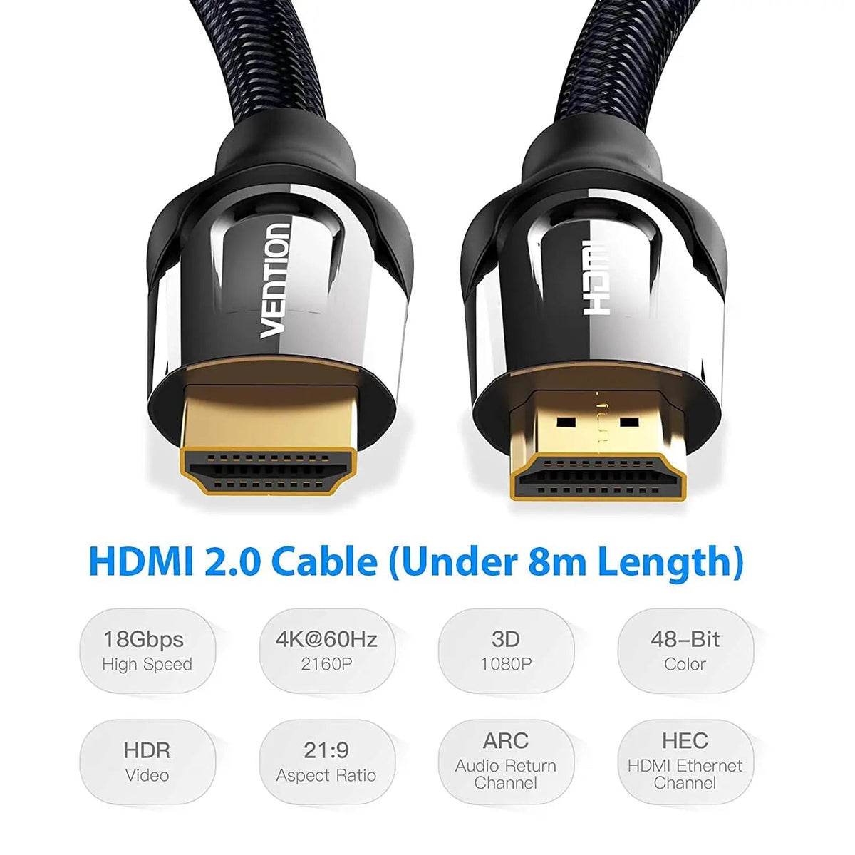 Vention Nylon Braided HDMI™ Cable Black Metal Type