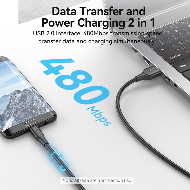 USB 2.0 A Male to Micro-B Male 2A Cable Black/White