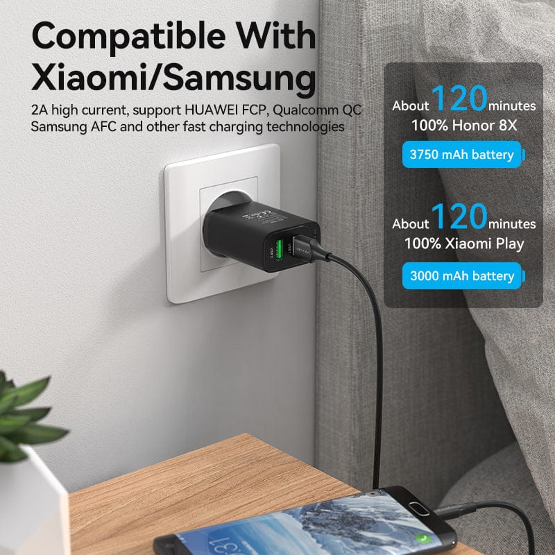 USB 2.0 A Male to Micro-B Male 2A Cable Black/White