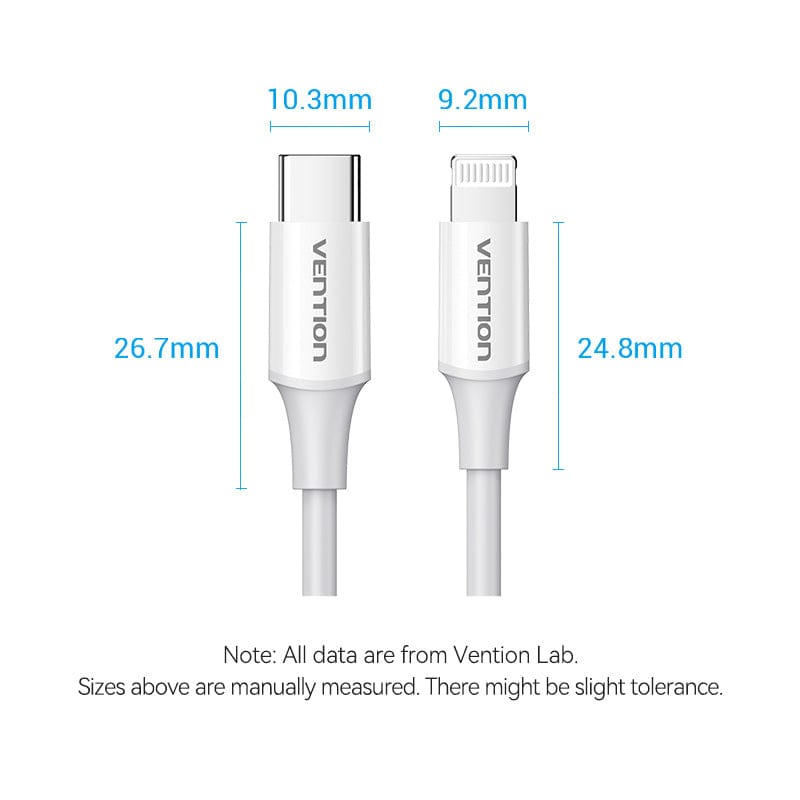 Vention USB 2.0 C Male to Lightning Male 3A Cable