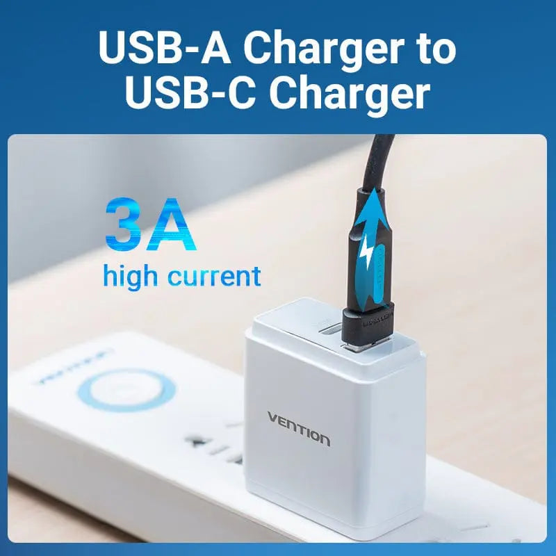 Vention USB 2.0 Male to USB-C Female Adapter Black PVC Type