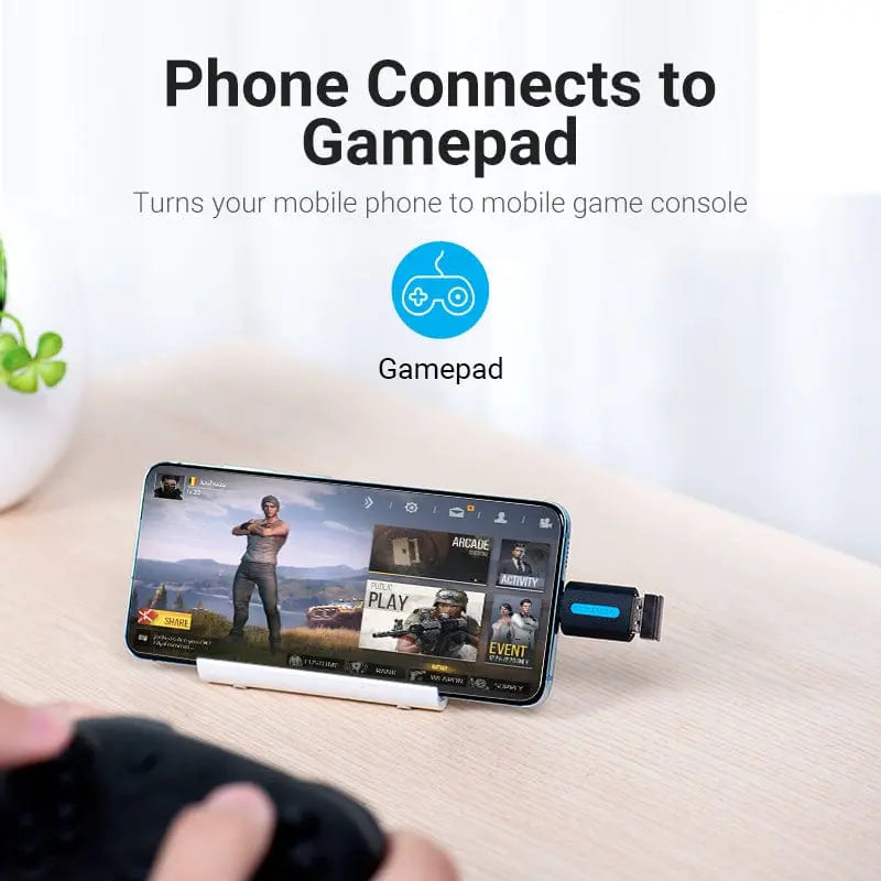 Vention USB-C Male to USB 3.0 Female OTG Adapter Black PVC Type