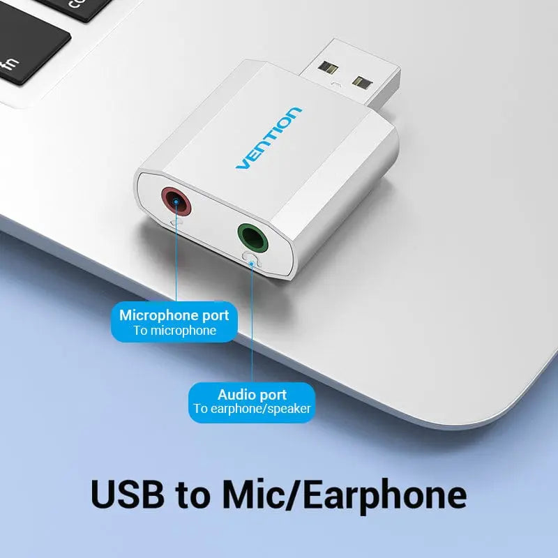 Vention USB External Sound Card Silvery Metal Type