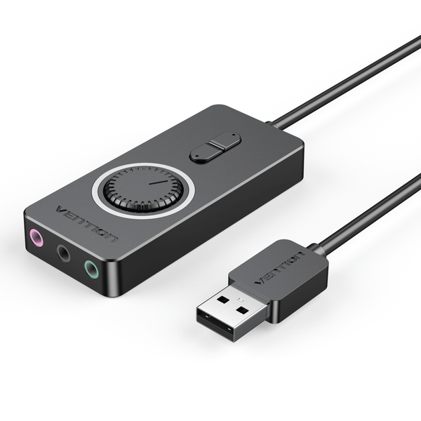 Vention USB 2.0 External Stereo Sound Adapter with Volume Control 0.15M Black ABS Type