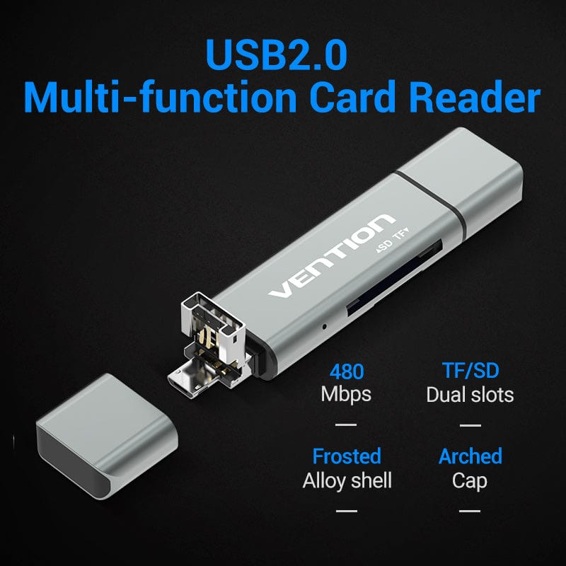 Vention USB2.0 Multi-function Card Reader Gray